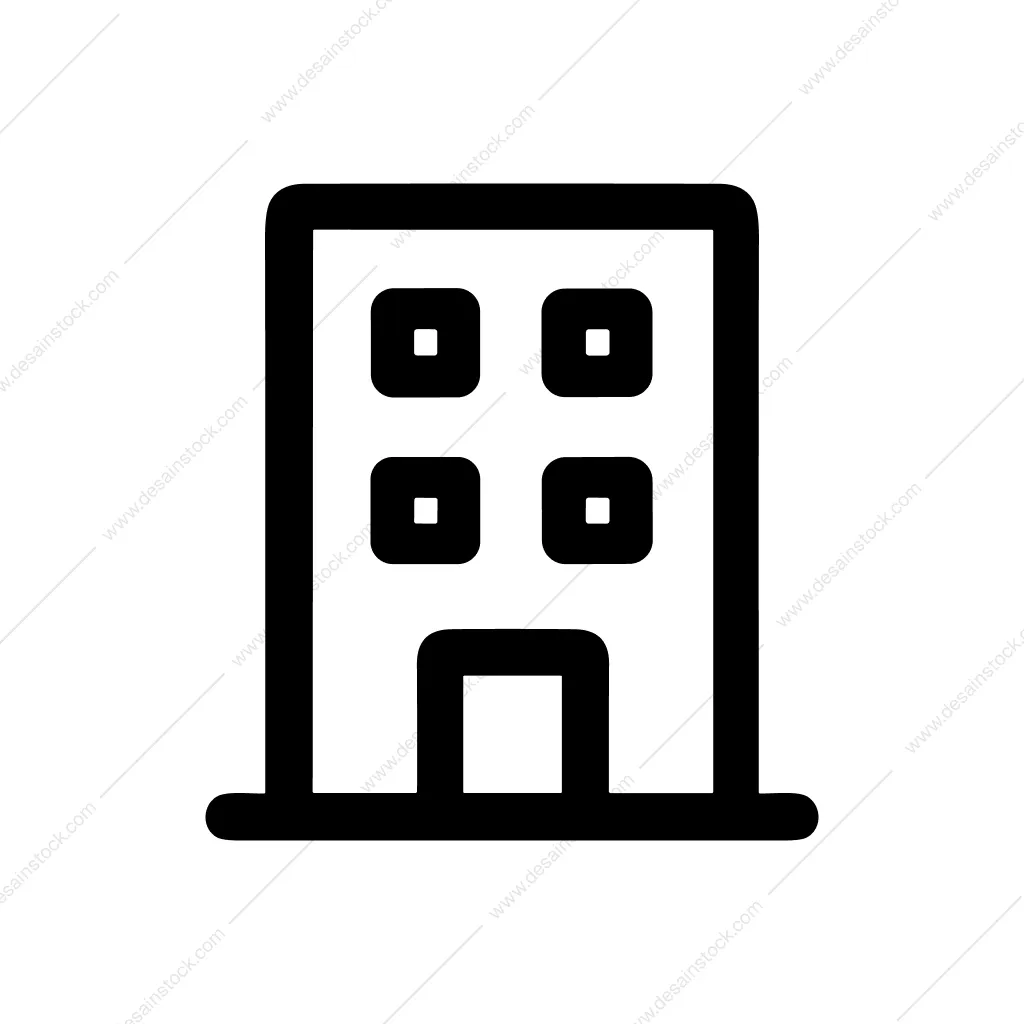 Simple Outline Office Building Structure Architecture Icon