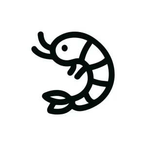 Minimalist Outline Shrimp Silhouette Fresh Seafood Graphic Icon