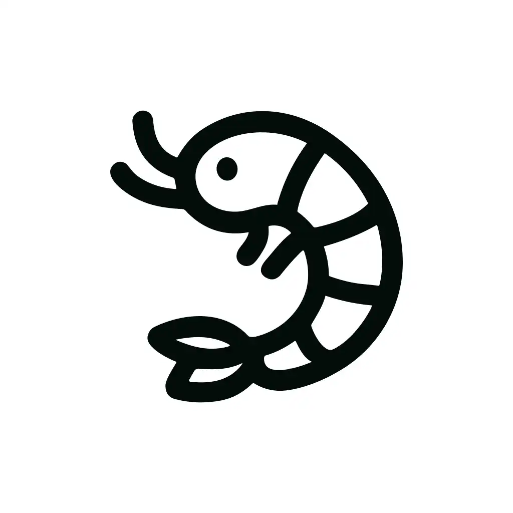 Minimalist Outline Shrimp Silhouette Fresh Seafood Graphic Icon