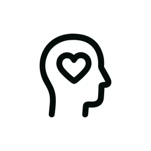 Simple Line Head Heart Brain Mind Icon