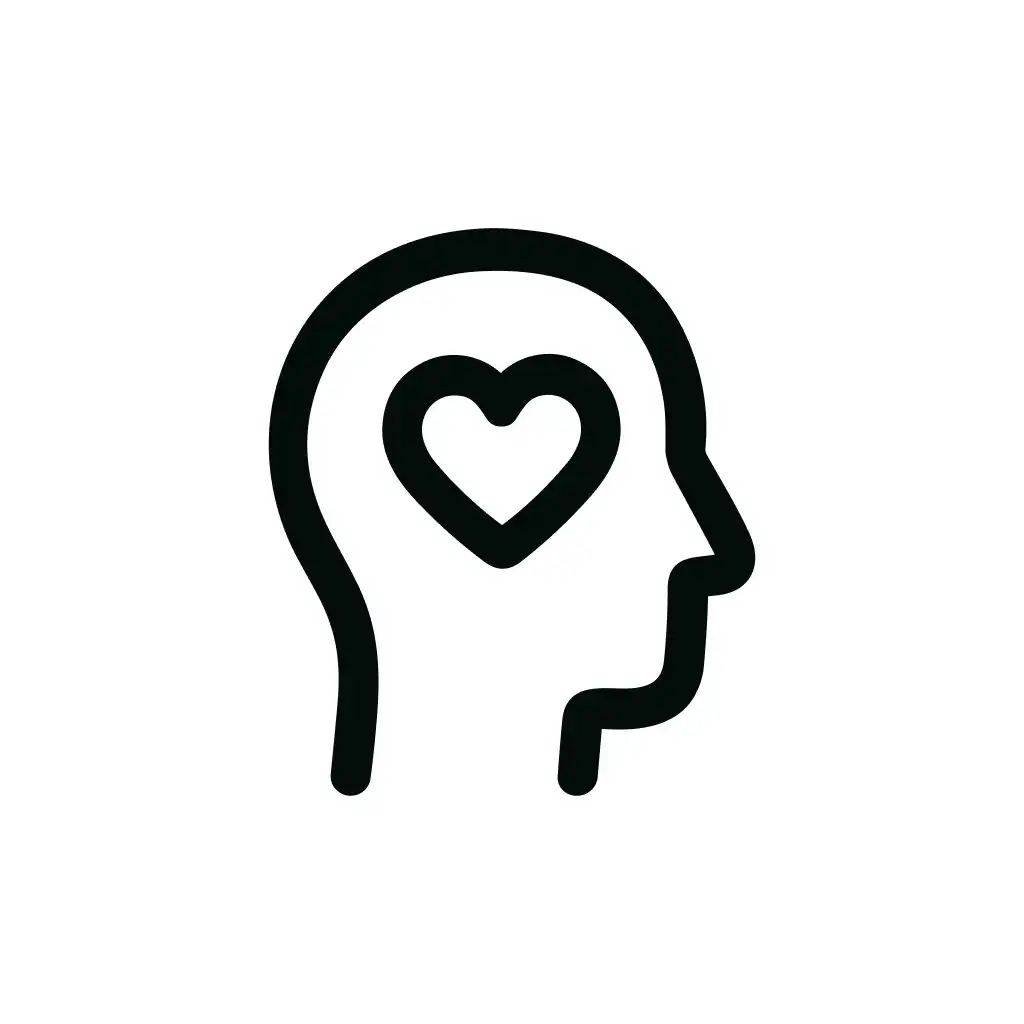 Simple Line Head Heart Brain Mind Icon