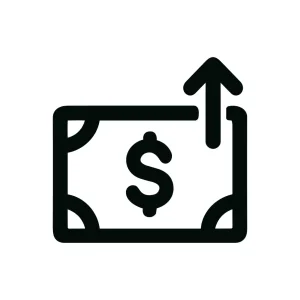Minimalist Outline Money Growth Upward Arrow Icon