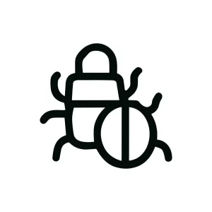 Minimalist Outline Bug Insect with Prohibition Sign Shape Icon Illustration
