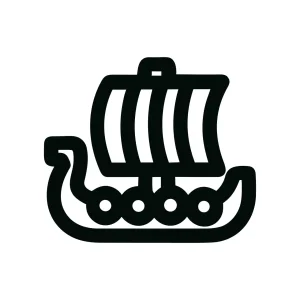 Simple Outline Viking Ship Drakkar Norse Boat Icon Design