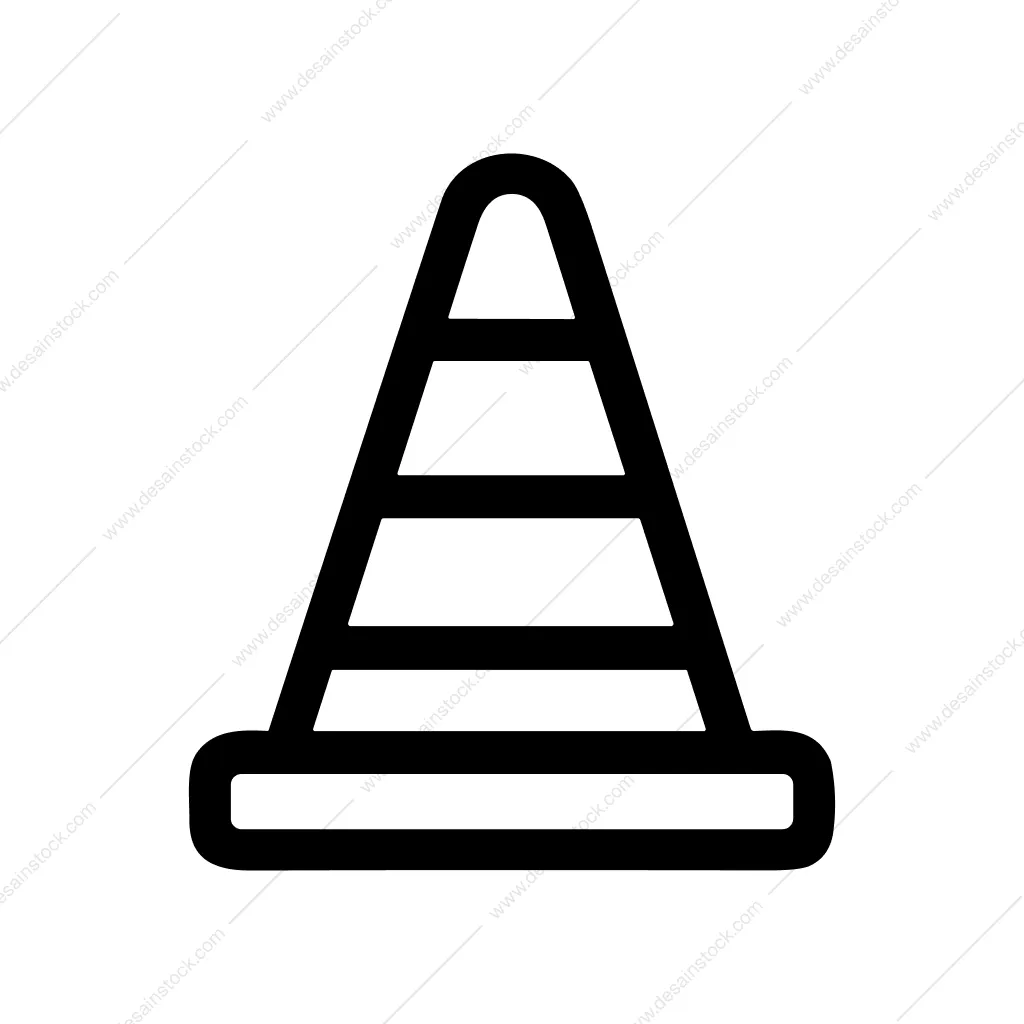 Simple Line Traffic Cone Warning Sign Symbol Icon