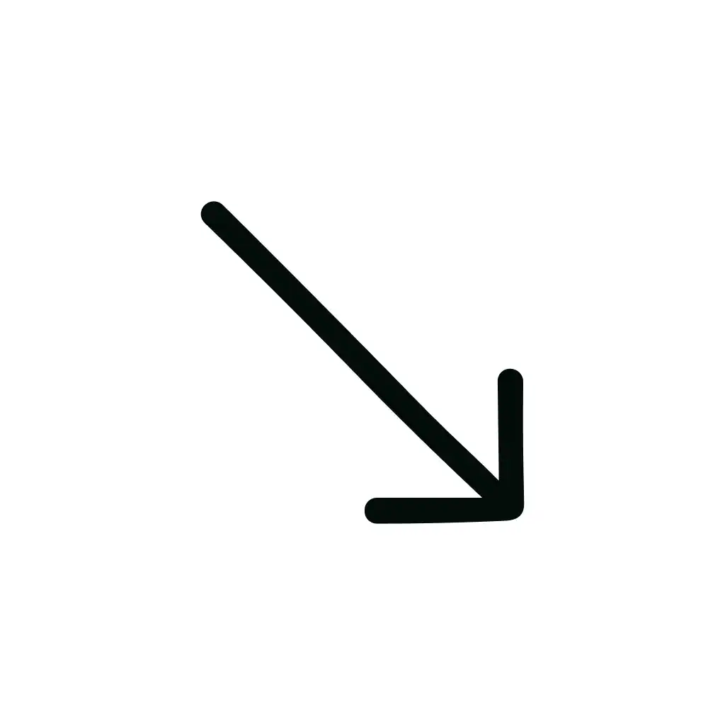 Simple Handdrawn Diagonal Direction Arrow Sign Icon