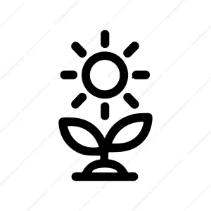 Simple Outline Growing Sunflower Seedling Minimalist Line Art Icon