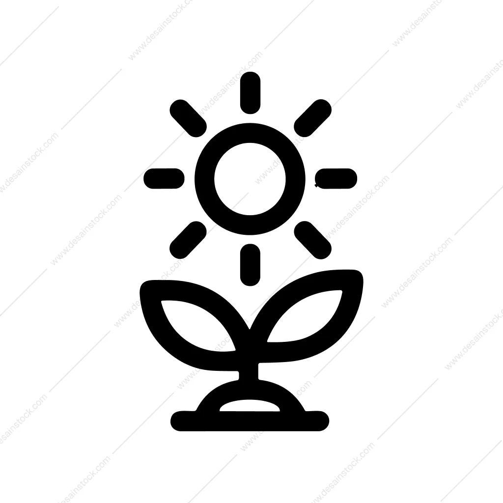Simple Outline Growing Sunflower Seedling Minimalist Line Art Icon