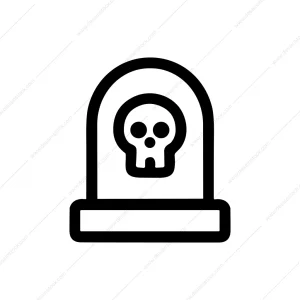 Bold Outline Skull Tombstone Grave Death Icon Symbol