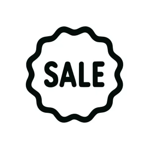 Minimalist Outline Round Sale Tag Wavy Border Badge Icon
