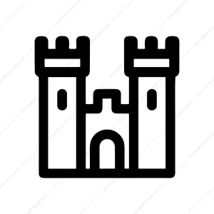 Minimalist Outline Castle Fortress Building Architecture Icon