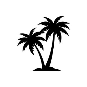 Silhouette Tropical Palm Tree Exotic Island Scene