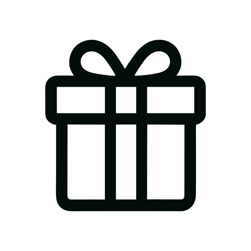 Minimalist Outline Gift Box with Ribbon Bow Decoration Icon Illustration