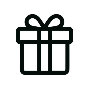 Minimalist Outline Gift Box with Ribbon Bow Decoration Icon Illustration