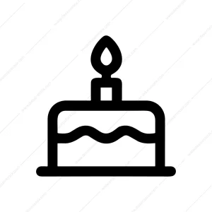 Minimalist Outline Birthday Cake Candle Party Celebration Icon