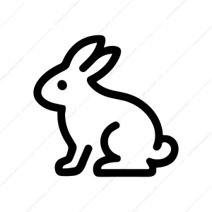 Simple Outline Cute Bunny Outline Animal Icon Shape