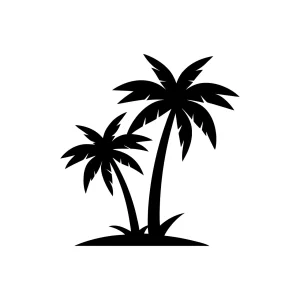 Silhouette Tropical Palm Tree Coast Exotic Island Scene