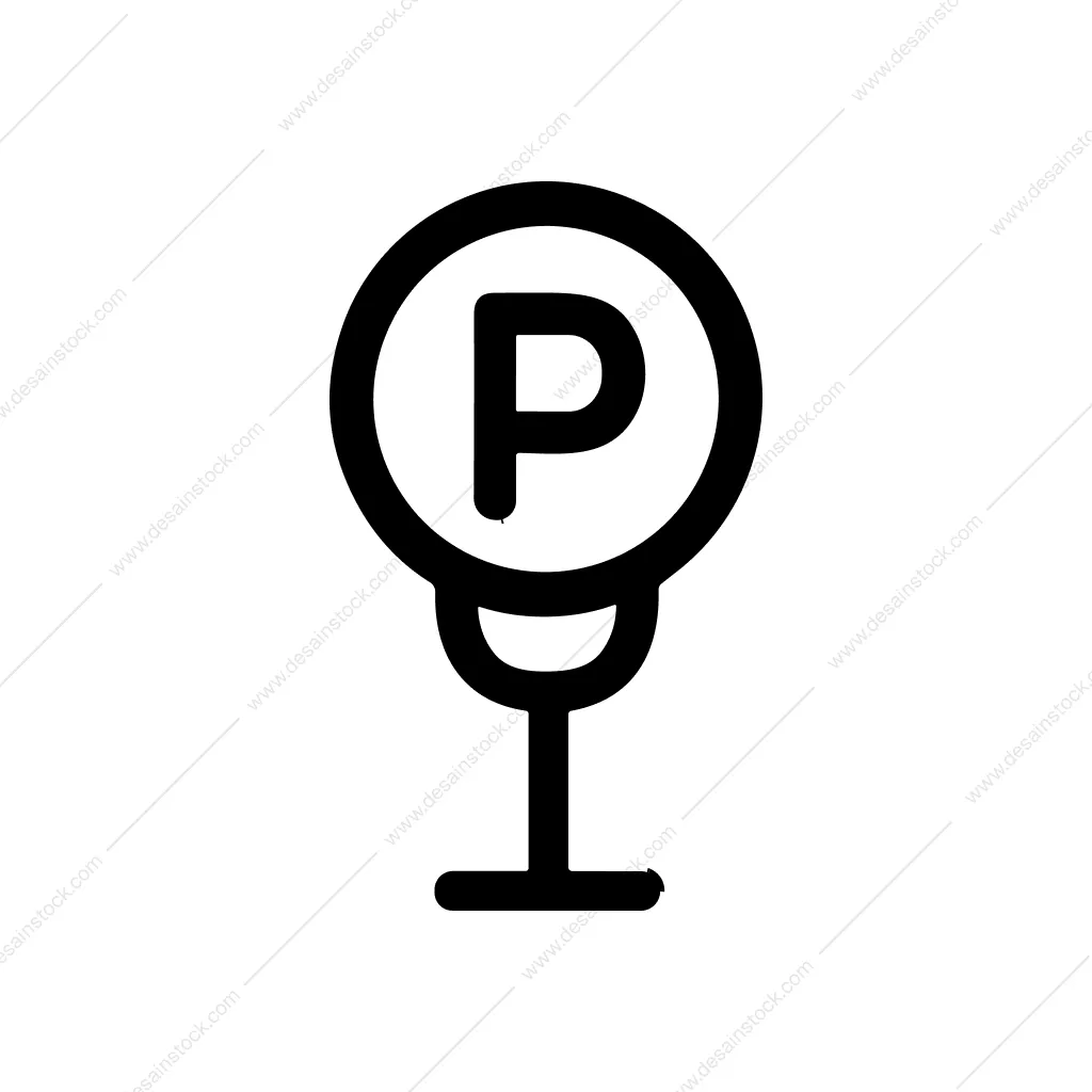 Simple Outline Parking Sign Shape Icon Symbol