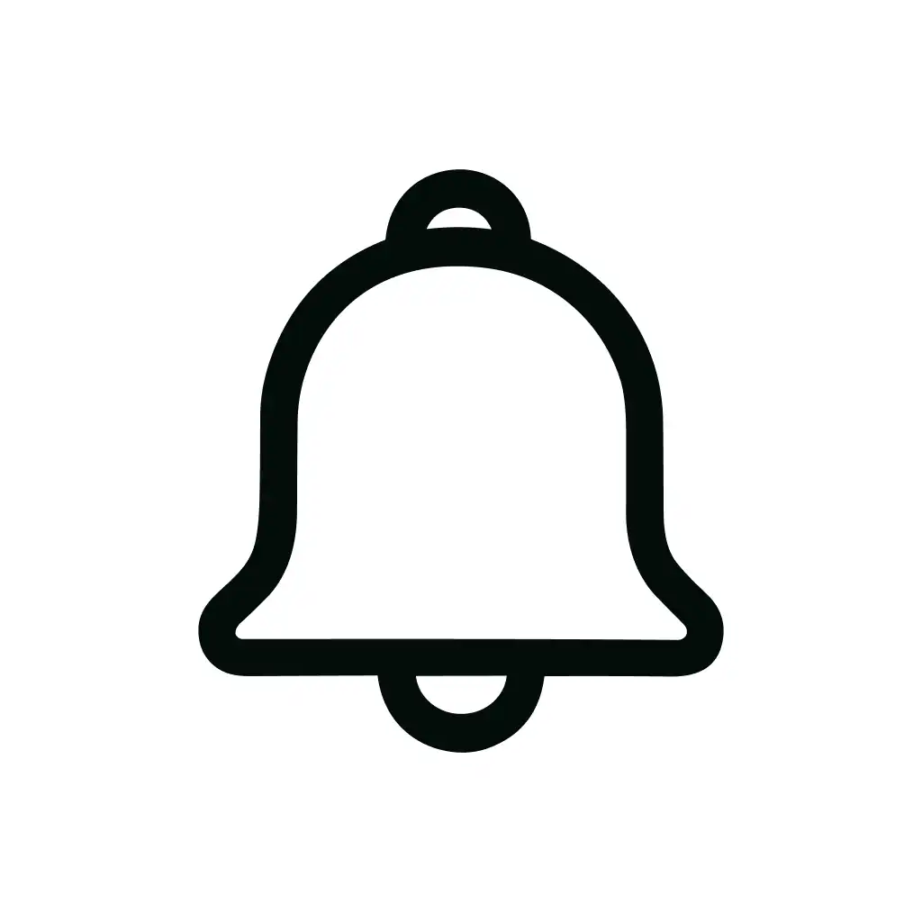 Simple Outline Isolated Bell Notification Alert Shape Icon