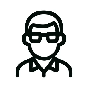 Simple Outline Style Man with Glasses Head and Shoulder Icon