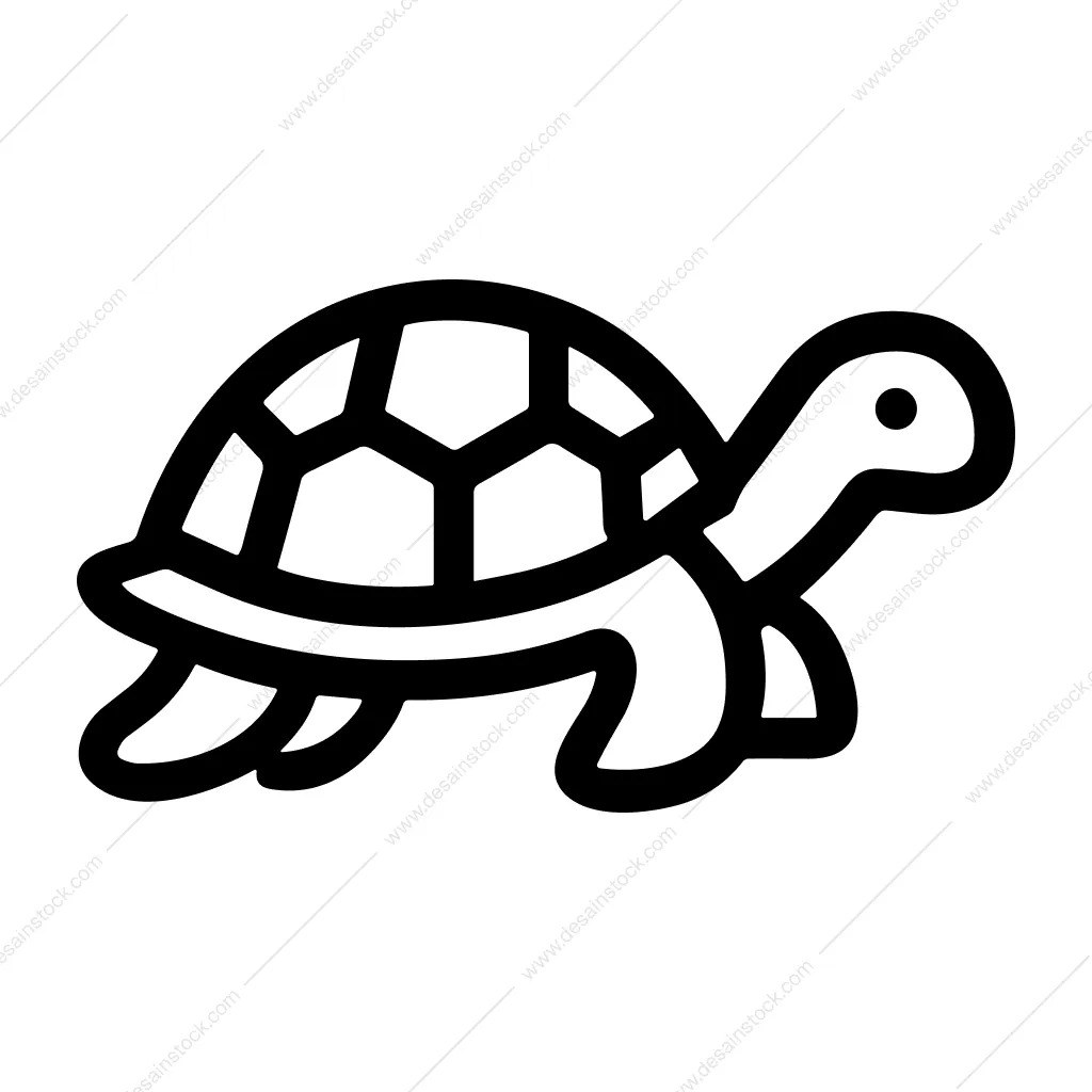 Simple Outline Turtle Shape Reptile Wildlife Minimalist Icon