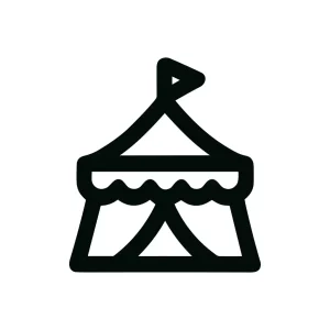Outline Simple Line Art Circus Tent Icon Symbol