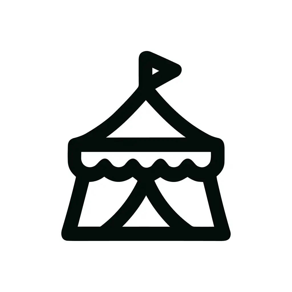 Outline Simple Line Art Circus Tent Icon Symbol