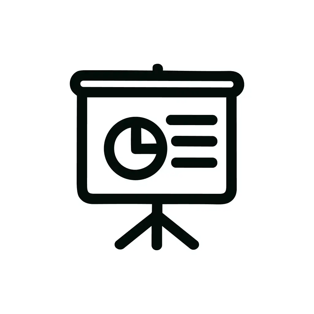 Simple Outline Presentation Board Chart Graph Icon