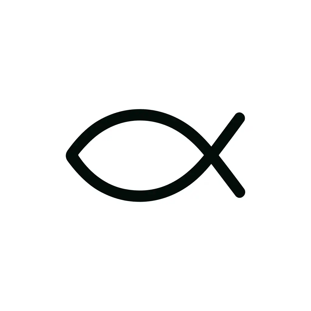 Simple Line Ichthys Christian Fish Symbol Icon Sign