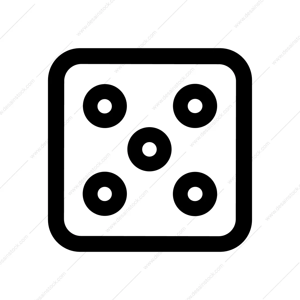 Outline Simple Five Dot Dice Game Icon