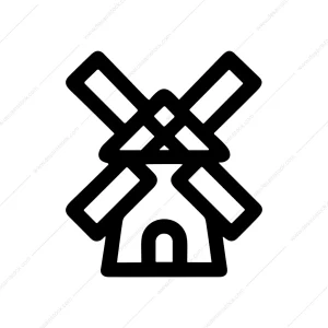 Minimalist Outline Windmill Blade Farm Rural Energy Icon