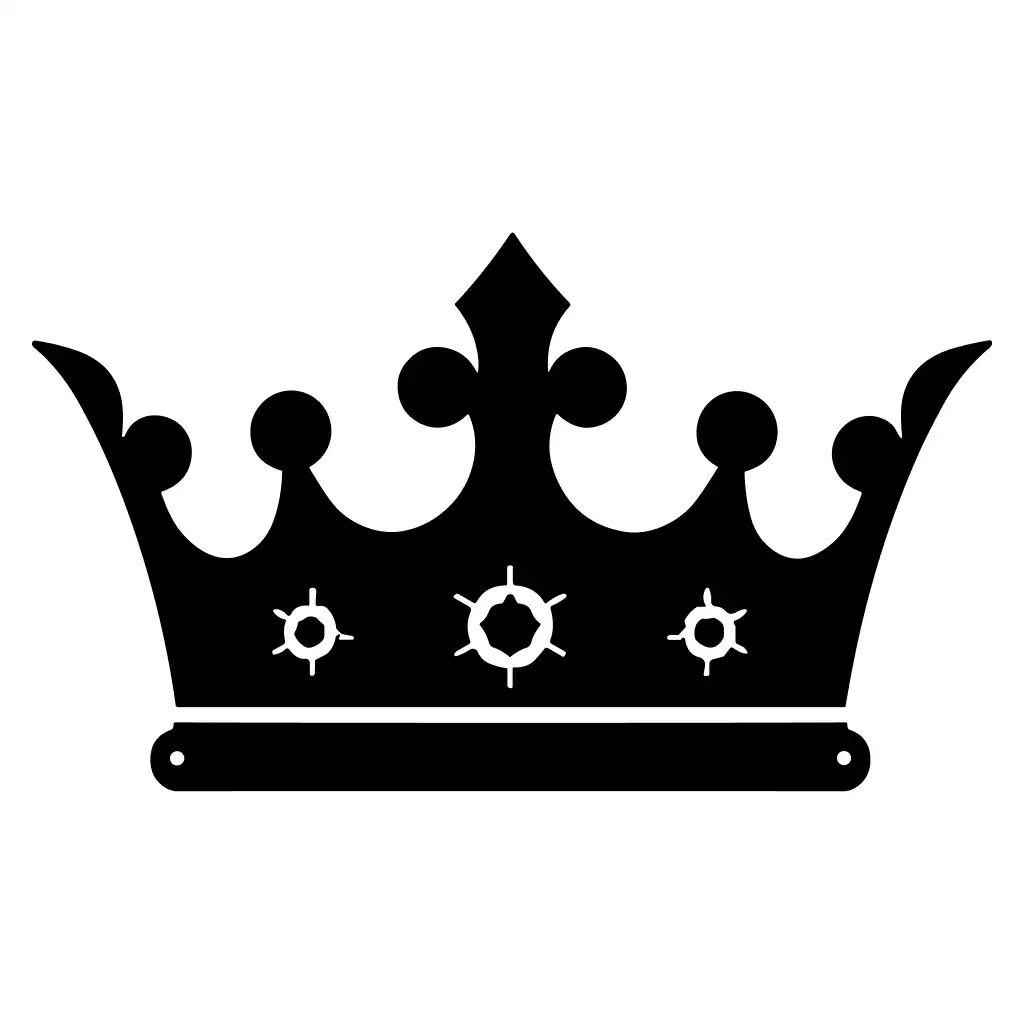 Minimalist Solid Crown Symbol Royalty Authority Illustration