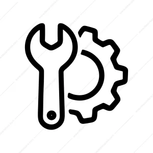 Lineart Simple Wrench and Gear Symbol Mechanic Icon
