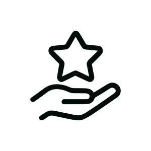 Minimalist Outline Hand with Star Symbol Graphic Icon