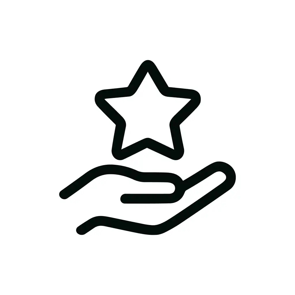 Minimalist Outline Hand with Star Symbol Graphic Icon
