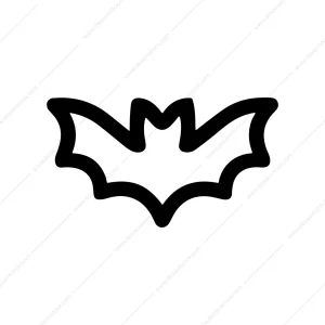 Simple Outline Halloween Bat Silhouette Icon Shape