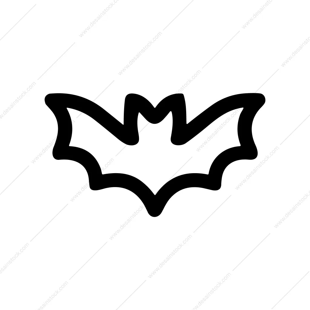 Simple Outline Halloween Bat Silhouette Icon Shape