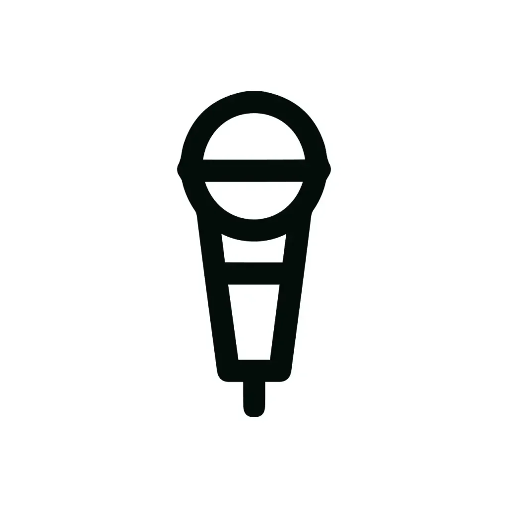 Simple Outline Microphone Line Art for Singing Karaoke or Podcast Icon