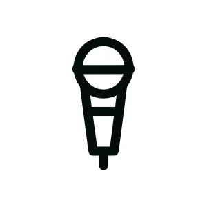 Simple Outline Microphone Line Art for Singing Karaoke or Podcast Icon