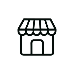 Simple Outline Storefront Market Building Icon Element Design