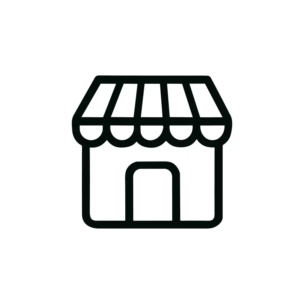 Simple Outline Storefront Market Building Icon Element Design