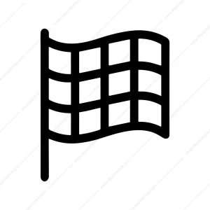 Simple Outline Waving Checkered Flag Icon Symbol