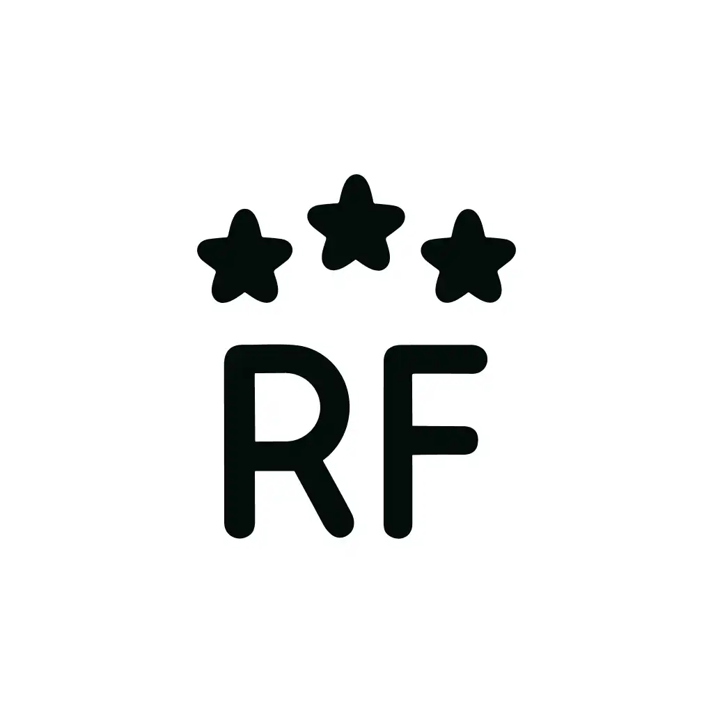 Minimalist Bold RF Initial with Star Decoration Logo Design Element