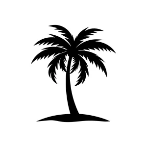 Simple Silhouette Palm Tree Tropical Beach Graphic