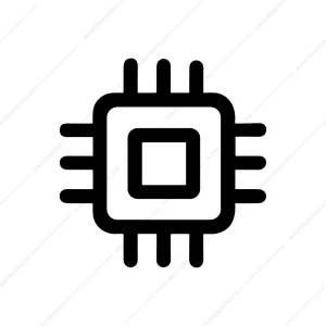 Simple Line Drawing Processor Chip Icon Symbol