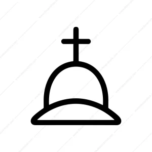 Simple Outline Tombstone Cross Religious Symbol Shape Icon
