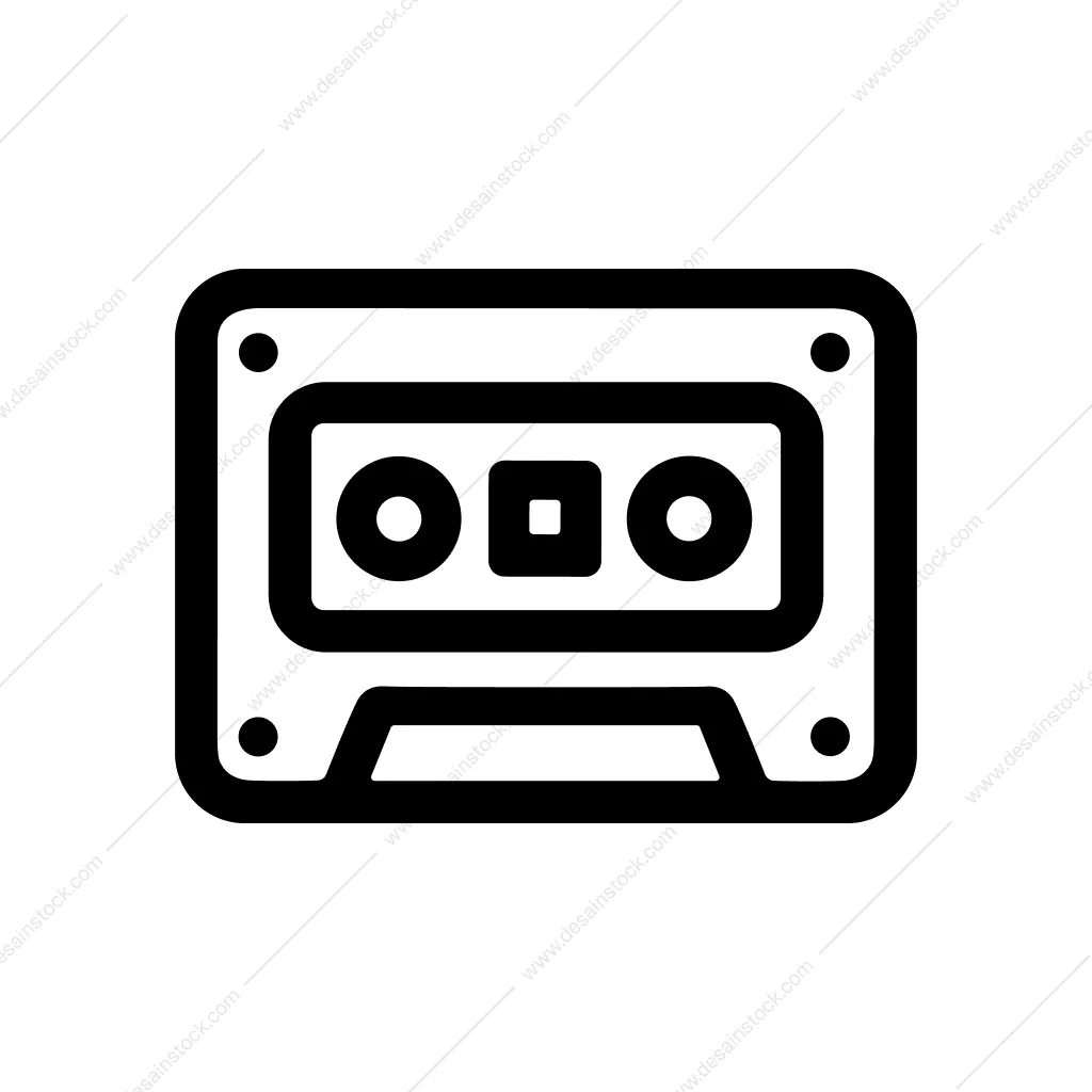 Simple Outline Cassette Tape Recorder Minimalist Musical Icon