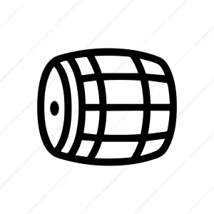 Simple Line Art Wooden Barrel Cask Storage Icon