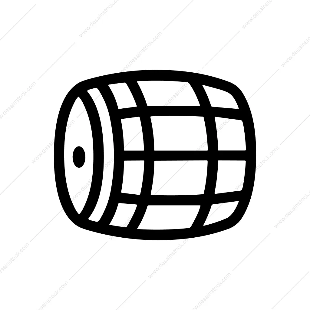 Simple Line Art Wooden Barrel Cask Storage Icon