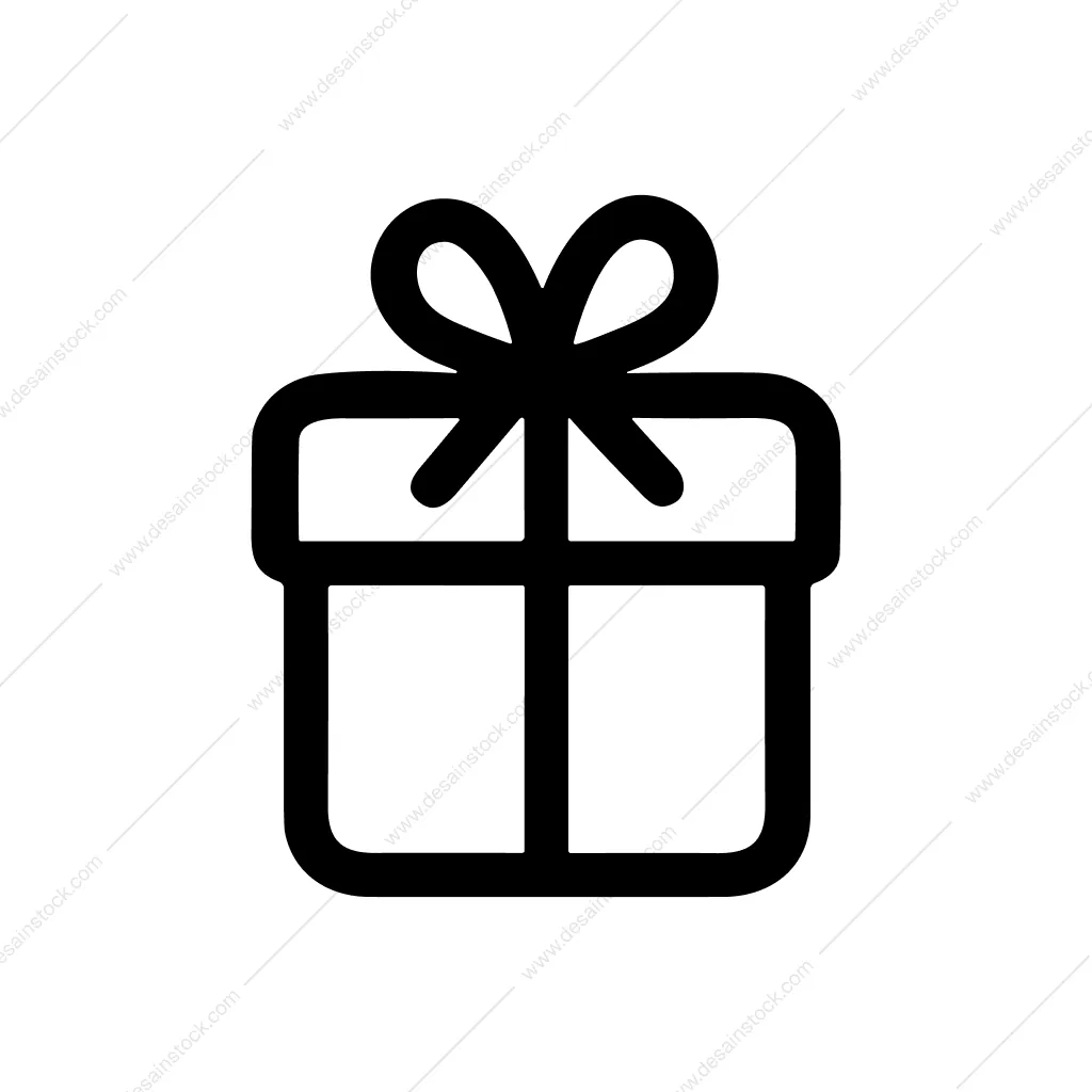 Simple Outline Gift Box with Ribbon Line Icon